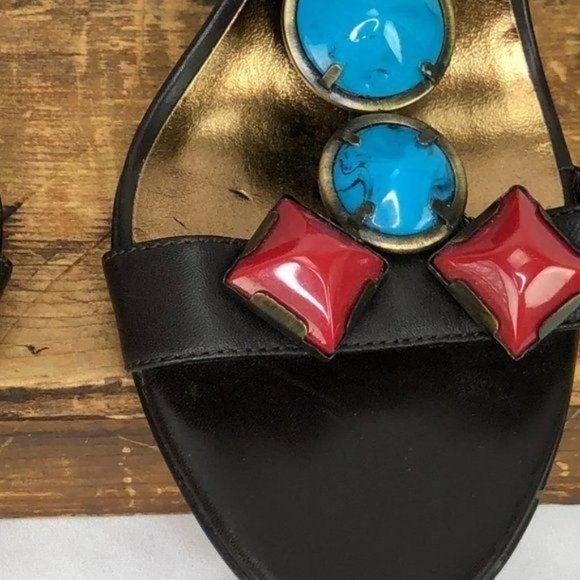 Charles David Beaded Brown Leather Sandals 7B - Picture 10 of 11